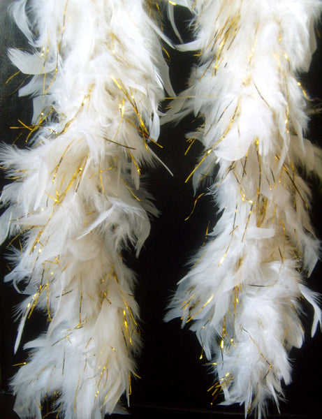 Windy City Novelties White Feather Boa with Gold Tinsel
