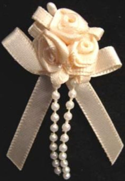 Cream Ribbon Bow and Pearl Cluster