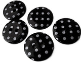 B13121 18mm Black and White Polka Dot Glossy 2 Hole Button