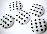 B13159 18mm White and Black Polka Dot Glossy 2 Hole Button