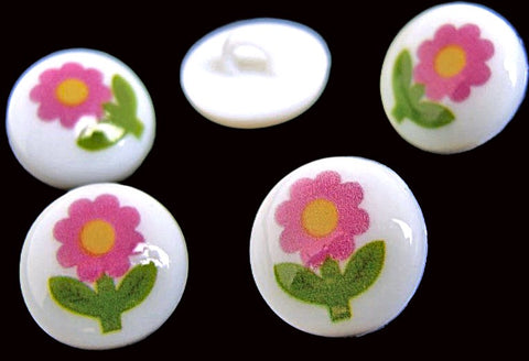 B13897 15mm Daisy Flower Picture Design Novelty Shank Button