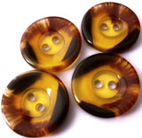 B15348 18mm Translucent Amber and Browns Gloss 2 Hole Button