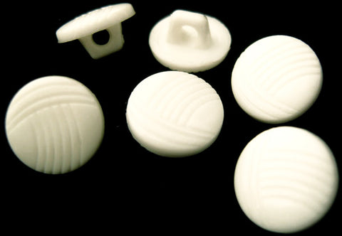 B1578 13mm White Gloss Nylon Groove Pattern Shank Button