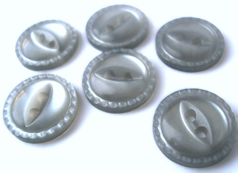 B15815 14mm Grey Blue Polyester 2 Hole Mill Edge Fish Eye Button