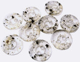 B1588 11mm Clear-Naturals-Black Speckles Polyester 2 Hole Button