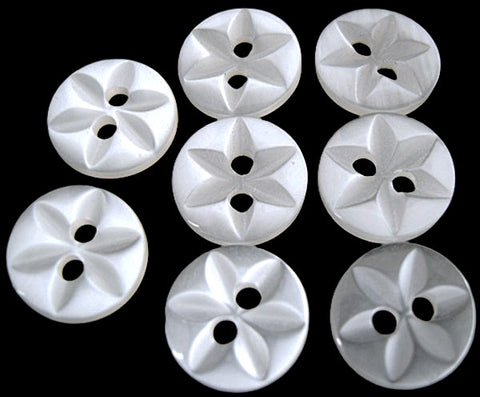 B1712 11mm White 2 Hole Polyester Star Button