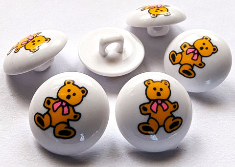 B17159 14mm Teddy Bear Picture Design Childrens Novelty Shank Button