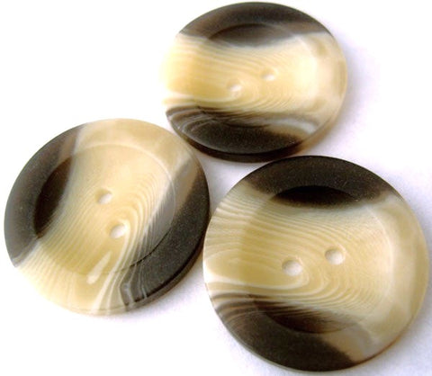 B1719 25mm Cream-Natural-Dark Brown Bone Sheen 2 Hole Button