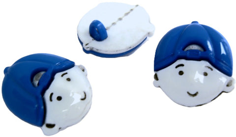 B17718 21mm Blue-White Boy Face Childrens Novelty Shank Button