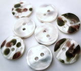 B1949C 14mm Reversible Pearl White and Shell Effect 2 Hole Buttons