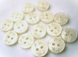 B1969 9mm Ivory and Iridescent Pearlised 2 Hole Button, Lettered Rim "P R"