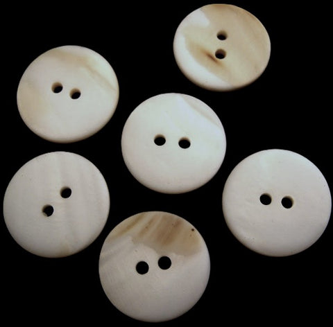 B2263 20mm Pearl-Cream Rubber Coated Real Shell 2 Hole Button