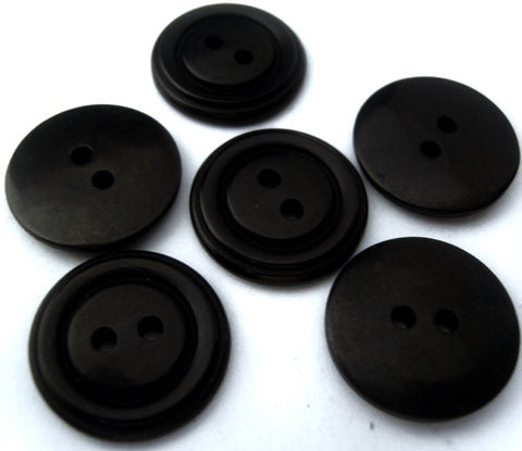 B2464 20mm Black Gloss Reversible 2 Hole Button. Plain or Ringed