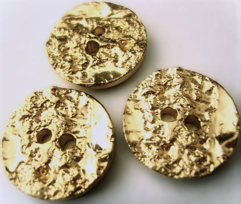 B2663 23mm Gold Gilded Metallic Effect Poly Textured 2 Hole Button