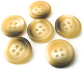 B2858 15mm Creams and Brown Faux Horn Gloss 4 Hole Button