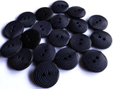 B2865 15mm Navy Soft Sheen Grooved Pattern 2 Hole Button