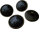 B2881 20mm Navy Glittery Domed Shank Button, Gilded Bronze Poly Rim