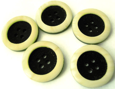 B3009 19mm Black and Antique Ivory Matt Centre 4 Hole Button