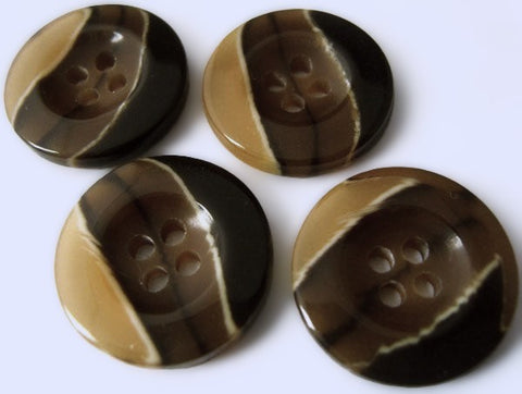 B3111 20mm Browns-Caramel-Natural Gloss 4 Hole Button