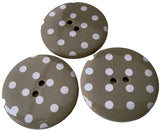 B3197 34mm Beige Grey Glossy Polka Dot 2 Hole Button