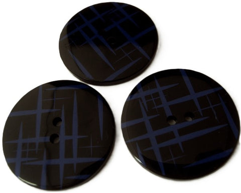 B3202 34mm Black-Lupin Blue High Gloss Polyester 2 Hole Button