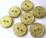 B4004 14mm Glittery Gold Under a Clear Surface 2 Hole Button