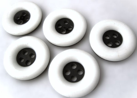 B4545 20mm Black and White High Gloss 4 Hole Button