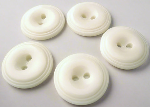 B4554 20mm Ivory Cream High Gloss-Ringed Rim 2 Hole Button