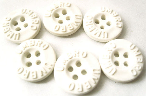 B4585 15mm Off White Rubber 4 Hole Button, Lettered Rim UMBRO