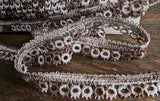 L369 24mm Brown-Pink-Pearl Cotton Vintage Guipure Lace Circle Braid