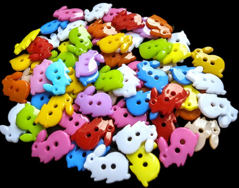 MIX05 Assortment 17mm x 13mm Rabbit Gloss Acrylic 2 Hole Buttons