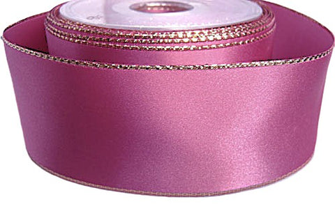 R0113 50mm Dusky Pink Metallic Edge Double Satin Ribbon by Berisfords