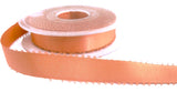 R0227 15mm Apricot Double Face Satin Ribbon with Picot Feather Edges