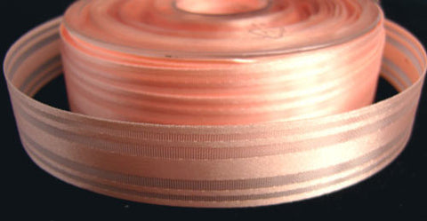 R0235 21mm Peach Melba Satin-Sheer Stripe Ribbon by Berisfords