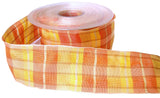 R0247 40mm Peach-Apricot-Yellow Polyester Tartan Ribbon by Berisfords