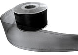 R1333 50mm Black Sheer Ribbon with Monofil Borders