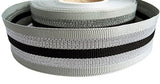 R1351 28mm Grey-Metallic Silver-Black Striped Grosgrain Ribbon