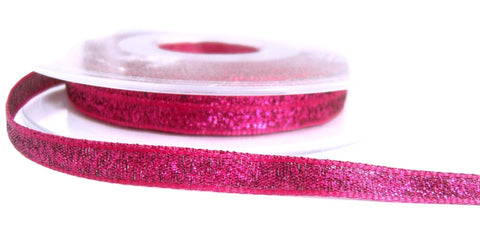 R2143 7mm Fuchsia Pink Double Faced Textured Lame Ribbon by Berisfords