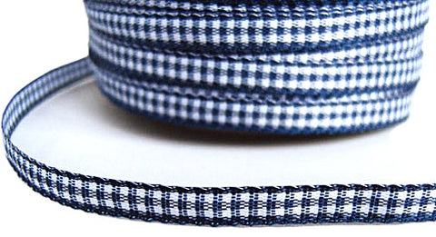 R2191 5mm Navy and White Polyester Gingham Ribbon