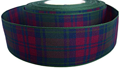 R2245 26mm Wine-Navy-Green Polyester Tartan Ribbon