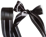 R2842 47mm Black Satin and Sheer Stripe Ribbon