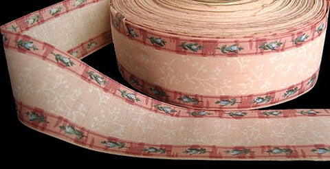 R2556 45mm Pink Flowery Vintage Pure Cotton Ribbon