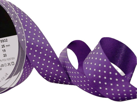 R2777 25mm Purple Micro Polka Dot Spotty Satin Ribbon by Berisfords