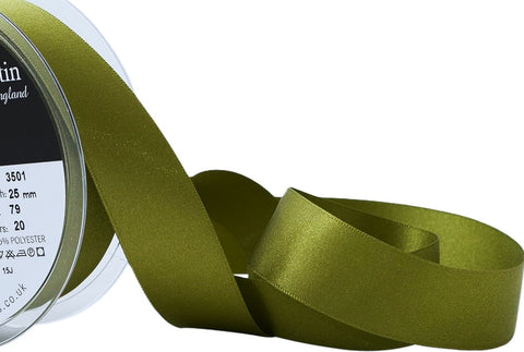 R3624 25mm Moss Green Double Face Satin Ribbon by Berisfords