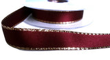 R4633 16mm Burgundy-Metallic Gold Edge Double Satin Ribbon, Berisfords