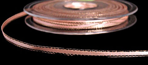 R6094 4mm Azalea Pink-Metallic Gold Edge Satin Ribbon by Berisfords