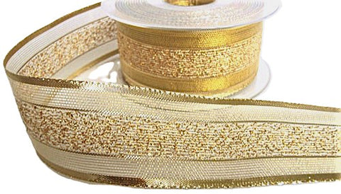 R6240 40mm Gold Mesh, Lurex and Tinsel Weave Ribbon by Berisfords