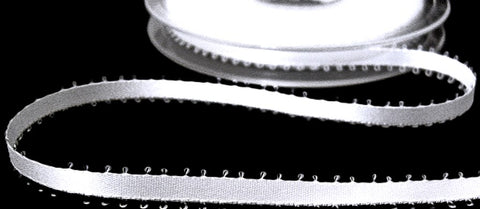 R6614C 5mm White Berisfords Satin Ribbon with Picot Feather Edges