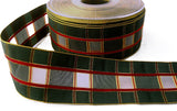 R6853 40mm Green-Red-Sheer-Metallic Gold Tartan Ribbon,Berisfords