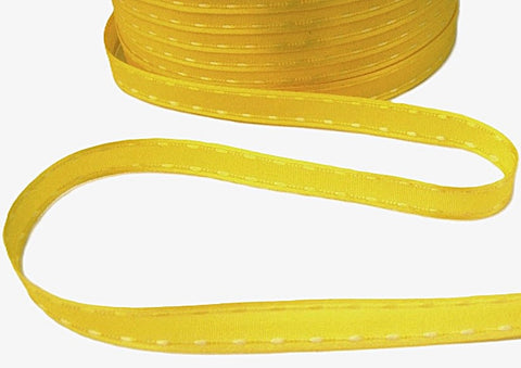 R6930C 10mm Yellow Satin-Taffeta Retro Stitch Ribbon by Berisfords